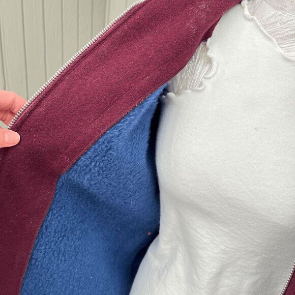 Vintage 1950s Hooded Wool Coat Removable Lining Burgundy, SZ S - Picture 2 of 10